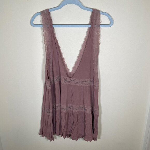 Intimately Free People Look of Love Mini Lace Slip Dress in Mauve - Picture 2 of 2